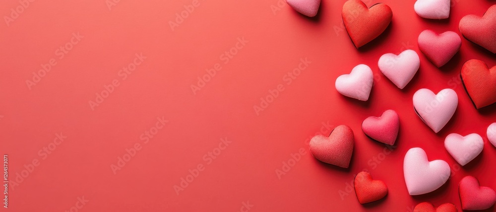 Romantic red background with pink and red hearts for Valentines Day or love concept, creating a festive and loving atmosphere Romantic red background with pink and red hearts for Valentines Day or love concept, creating a festive and loving atmosphere