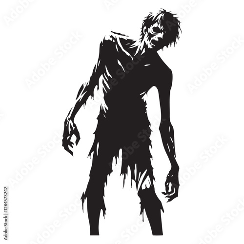 Walking corpse Zombie silhouette designed for eerie and dark horror themes - Zombie illustration - Zombie vector - mythical creature silhouette - horror silhouette
