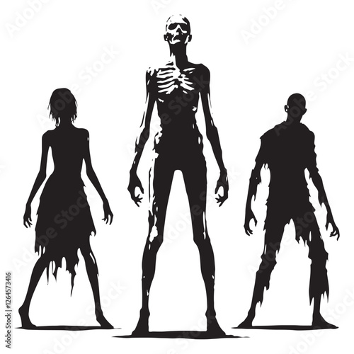 Creeping corpse Zombie silhouette representing eerie and terrifying creatures - Zombie illustration - Zombie vector - mythical creature silhouette - horror silhouette
