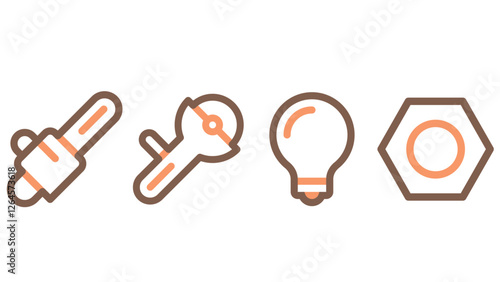 Construction and industrial tools icon set vector for UI and animation