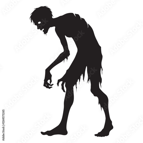 Intimidating Zombie silhouette showcasing a terrifying and eerie presence - Zombie illustration - Zombie vector - mythical creature silhouette - horror silhouette
