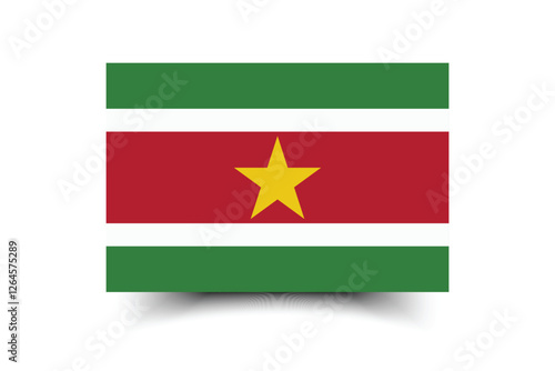 Suriname flag. Flag of Suriname. Suriname national flag. Standard color. Standard size. Rectangular flag. Computer illustration. Digital illustration. Vector illustration.