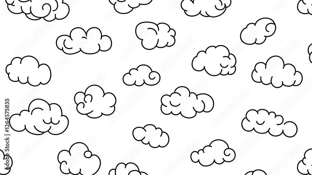 Seamless Cloud Pattern White Background Fluffy Sky Texture Repeat Design Atmospheric Dreamy Weather Element Seamless Cloud Pattern White Background Fluffy Sky Texture Repeat Design Atmospheric Dreamy Weather Element