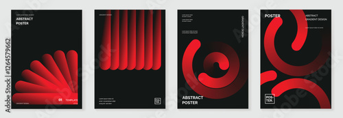 Collection of 70s color gradient poster background vector. Set of retro wall decoration, groovy, trippy, geometric shape. Vintage hippie wall art for interior, decorative, banner, cover, card.