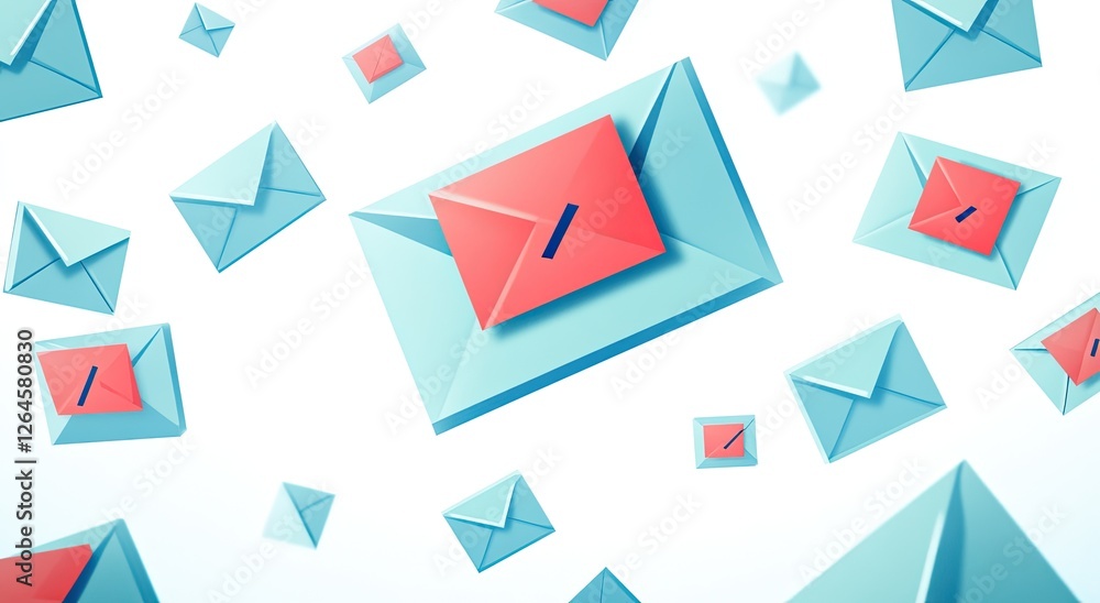 Emails Falling, Digital Mail, White Background, Communication Emails Falling, Digital Mail, White Background, Communication