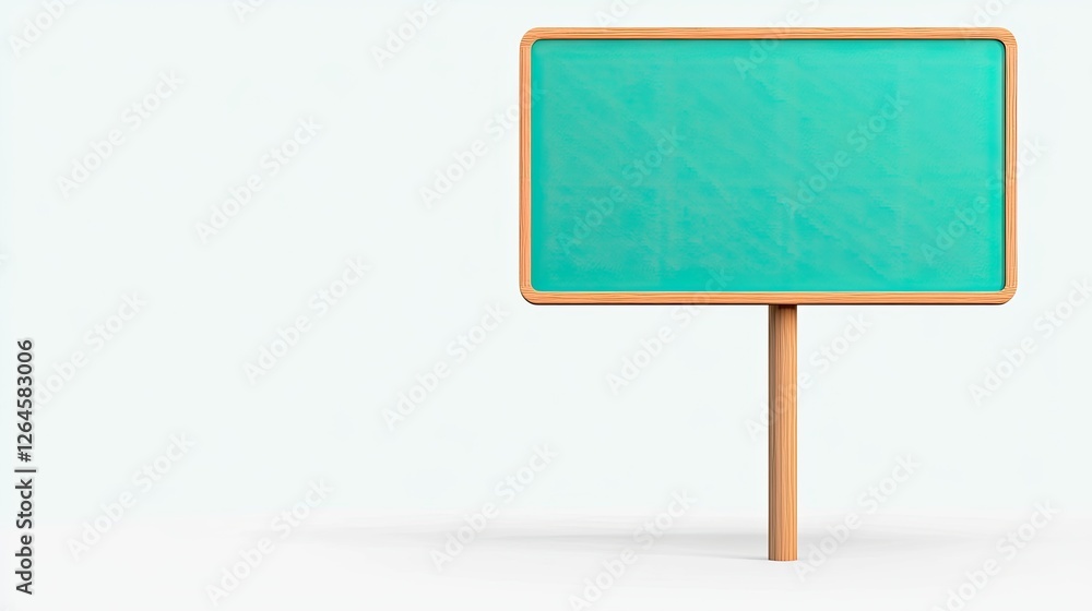 Blank green sign on a wooden post against a minimalistic light background, ideal for signage Blank green sign on a wooden post against a minimalistic light background, ideal for signage