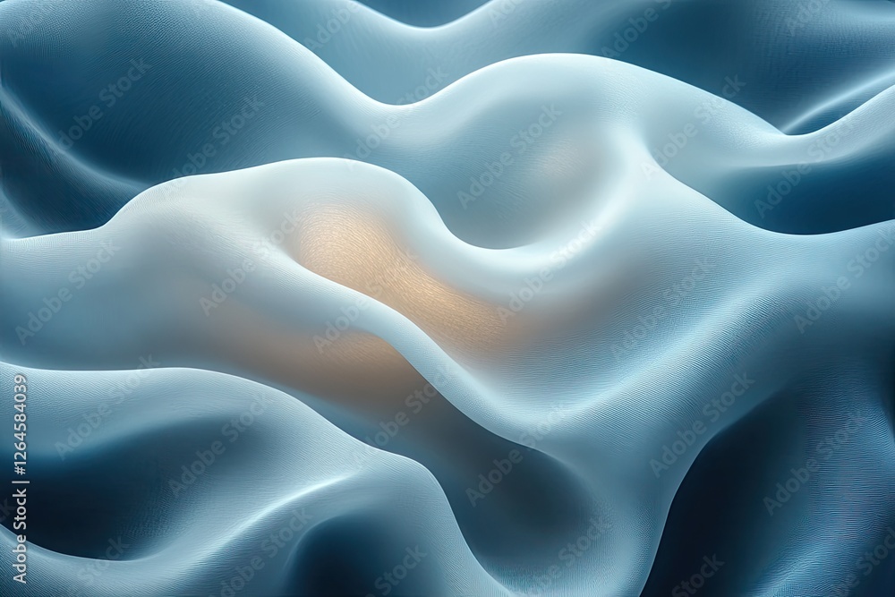 Soft, flowing fabric in shades of blue and cream, creating a serene and tranquil background Soft, flowing fabric in shades of blue and cream, creating a serene and tranquil background