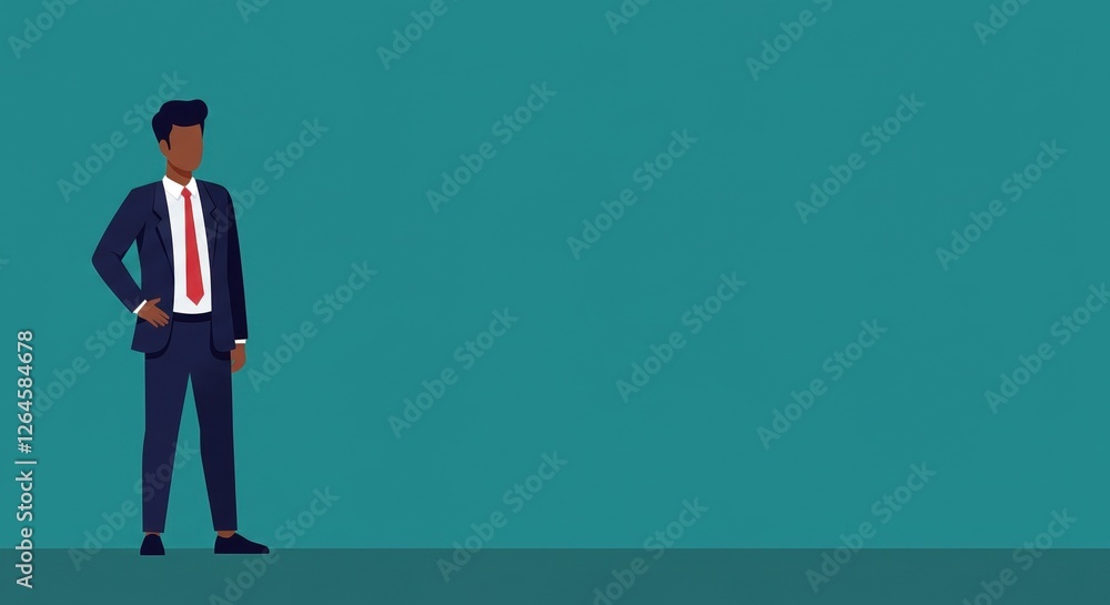 Obraz premium Professional Businessman Illustration on Blue Background for Corporate Design and Presentations