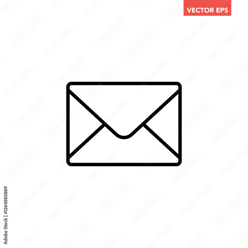 Black single email line icon, simple mail envelope flat design vector pictogram, infographic interface elements for app logo web button ui ux isolated on white background Black single email line icon, simple mail envelope flat design vector pictogram, infographic interface elements for app logo web button ui ux isolated on white background