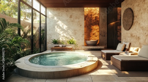 Serene indoor spa sanctuary with natural light and tranquil ambiance