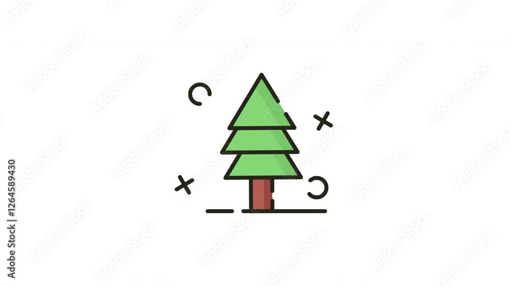 animated motion graphic video illustration icon ,Green pine tree with a brown trunk, suitable for naturethemed designs, environmental concepts, or holidaythemed projects needing a serene backdrop. animated motion graphic video illustration icon ,Green pine tree with a brown trunk, suitable for naturethemed designs, environmental concepts, or holidaythemed projects needing a serene backdrop.