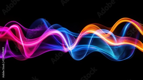 Abstract neon wave background in vibrant colors, digital art design for technology, music, and creative projects, high-quality stock image