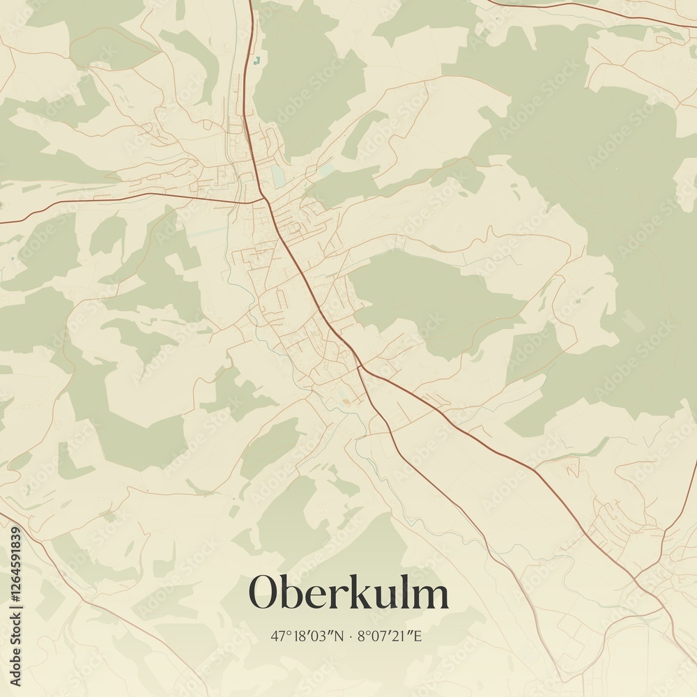 Fototapeta premium Vintage map of Oberkulm, Switzerland.