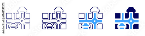 Road design icon in 4 different styles. Thin Line, Line, Bold Line, Duotone. Duotone style. Editable stroke