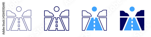 Road forecasting icon in 4 different styles. Thin Line, Line, Bold Line, Duotone. Duotone style. Editable stroke