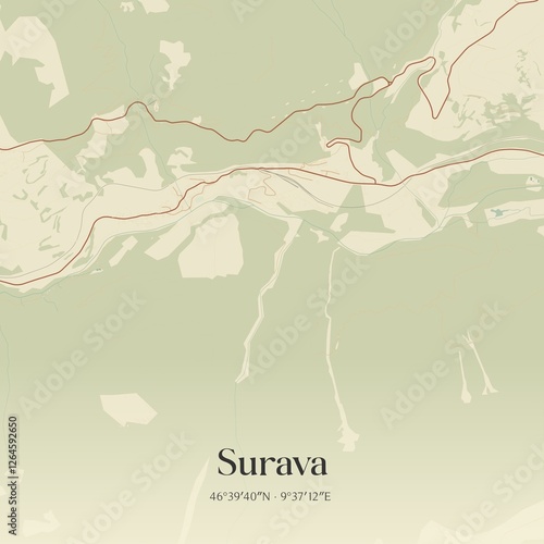 Vintage map of Surava, Switzerland. photo