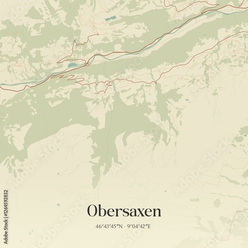 Vintage map of Obersaxen, Switzerland. photo