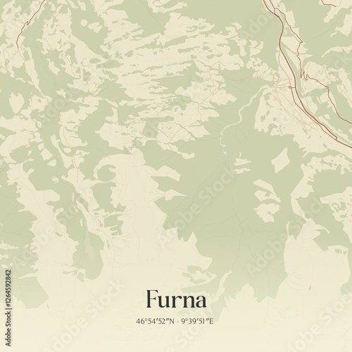 Vintage map of Furna, Switzerland.