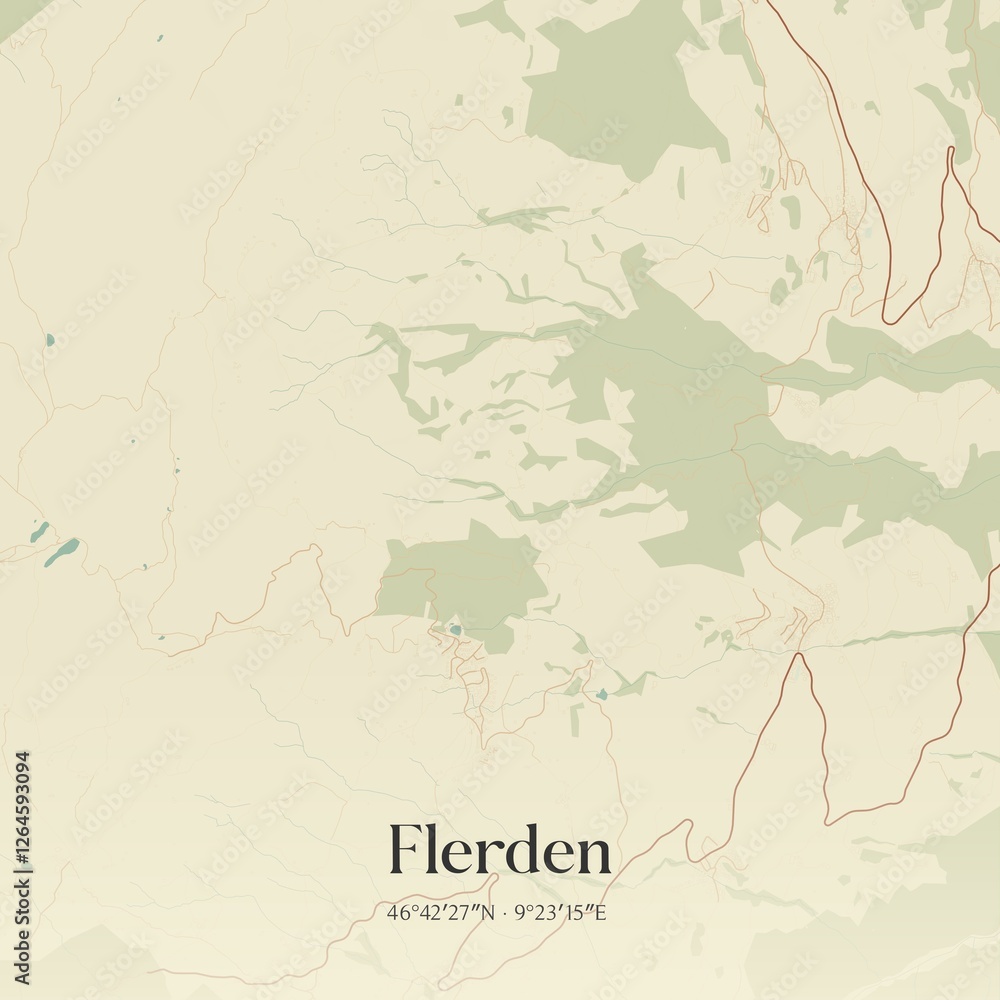 Fototapeta premium Vintage map of Flerden, Switzerland.