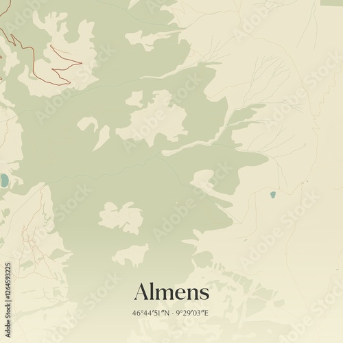 Vintage map of Almens, Switzerland. photo