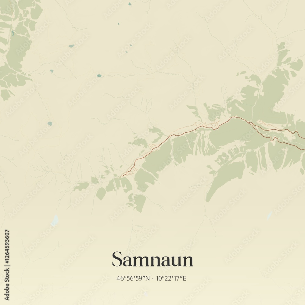 Fototapeta premium Vintage map of Samnaun, Switzerland.