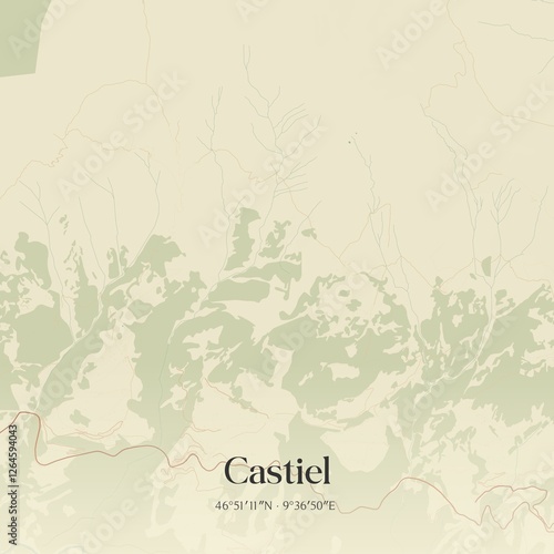 Foto Vintage map of Castiel, Switzerland.