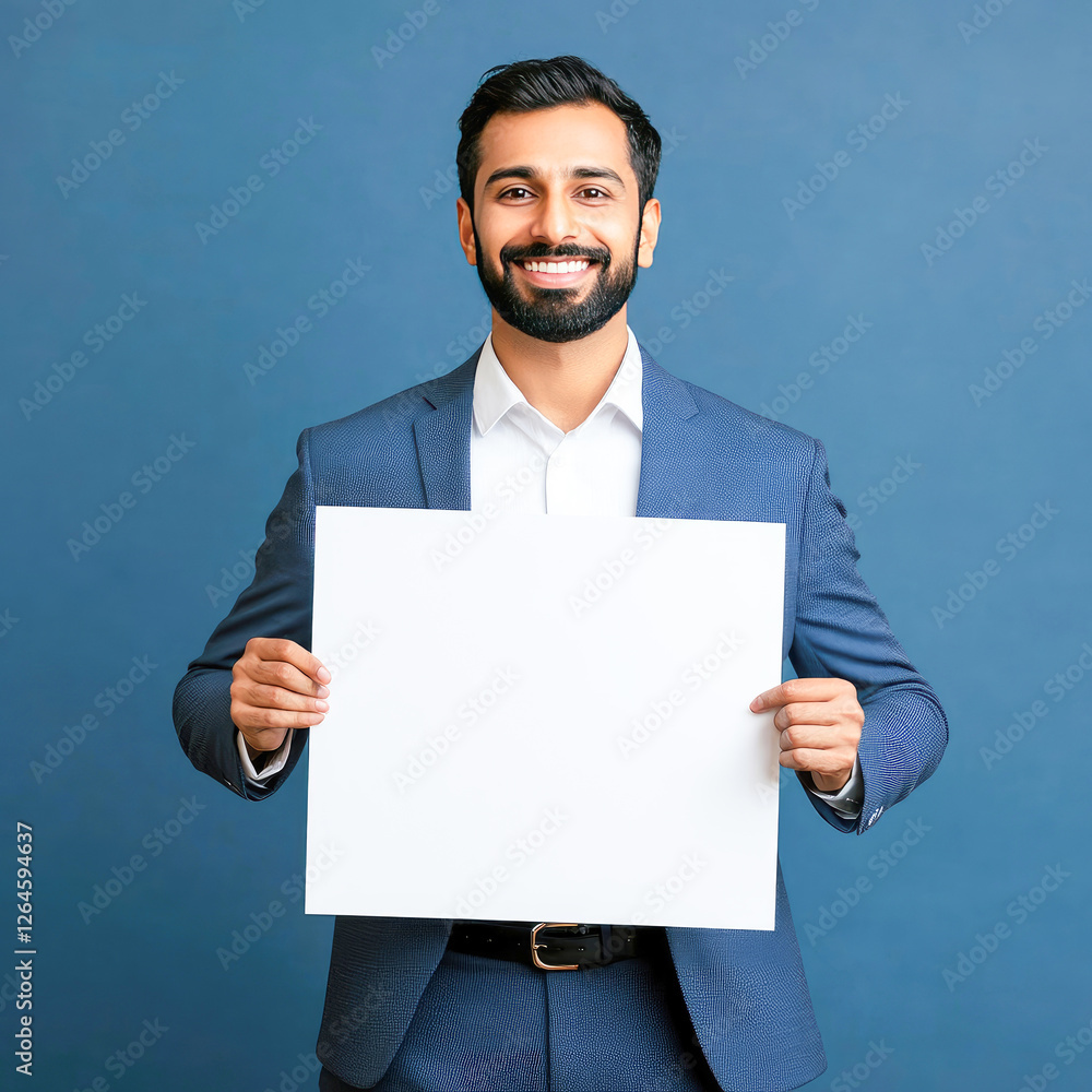 Young indian businessman showing empty board Young indian businessman showing empty board