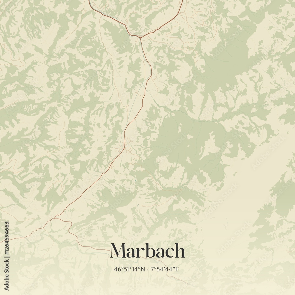 Vintage map of Marbach, Switzerland.