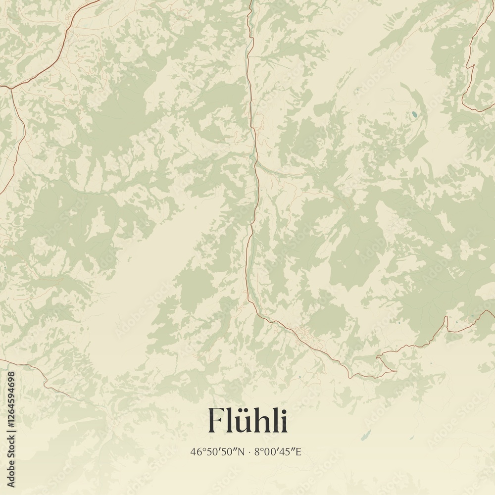 Fototapeta premium Vintage map of Flühli, Switzerland.