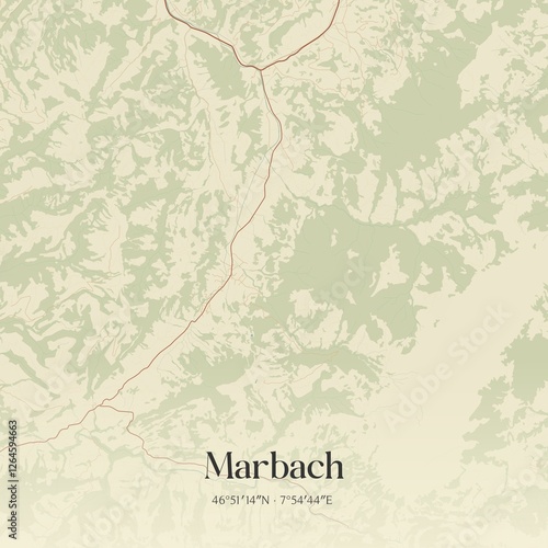 Obraz na płótnie Vintage map of Marbach, Switzerland. w salonie