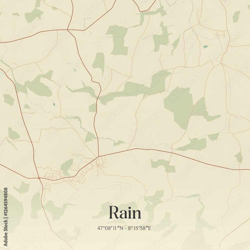Fototapeta premium Vintage map of Rain, Switzerland.
