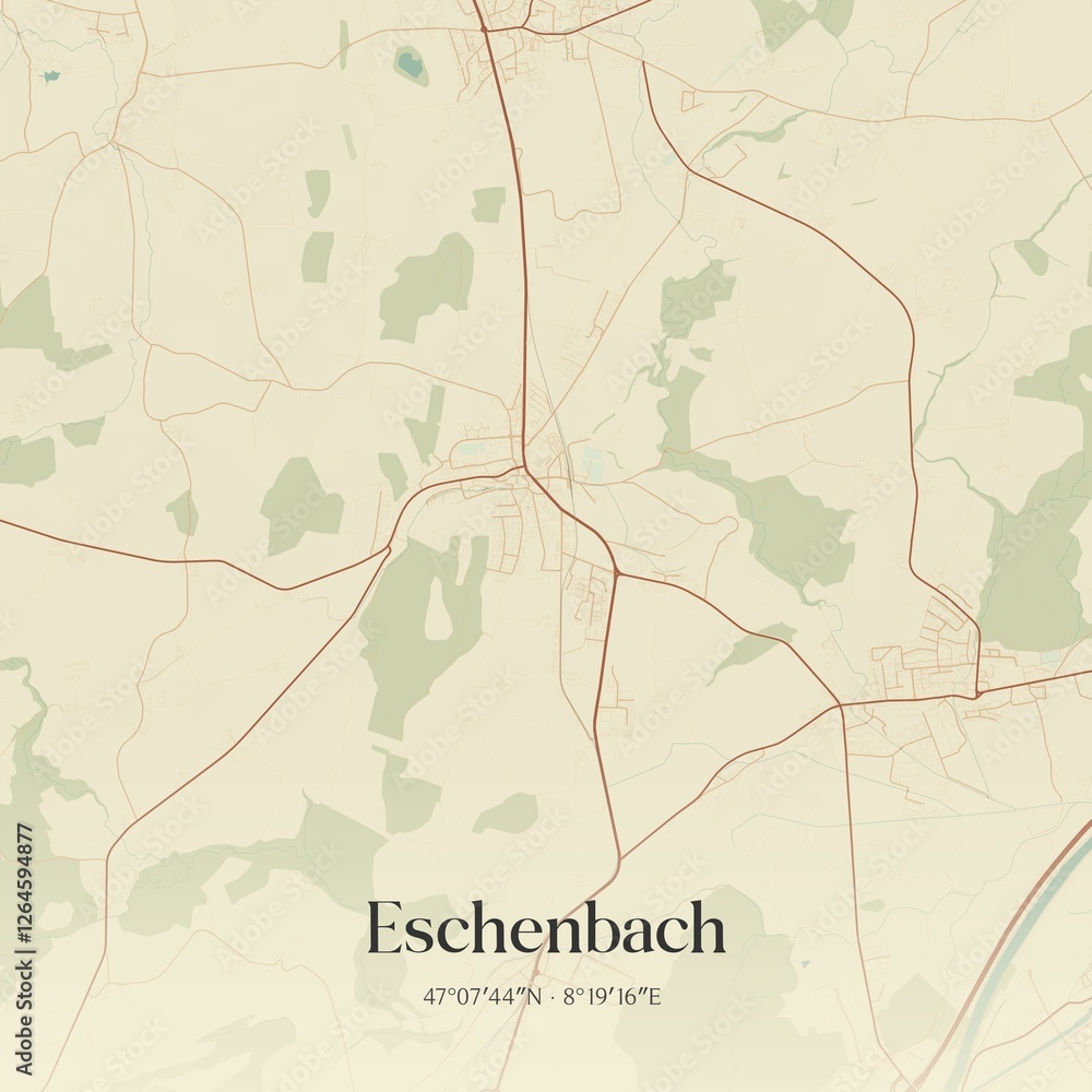 Fototapeta premium Vintage map of Eschenbach, Switzerland.