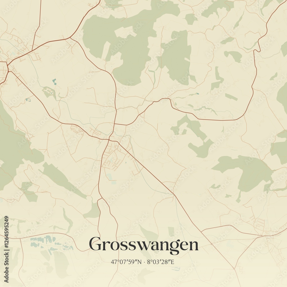 Fototapeta premium Vintage map of Grosswangen, Switzerland.