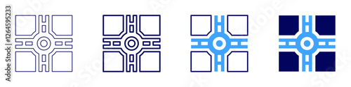 Road median icon in 4 different styles. Thin Line, Line, Bold Line, Duotone. Duotone style. Editable stroke