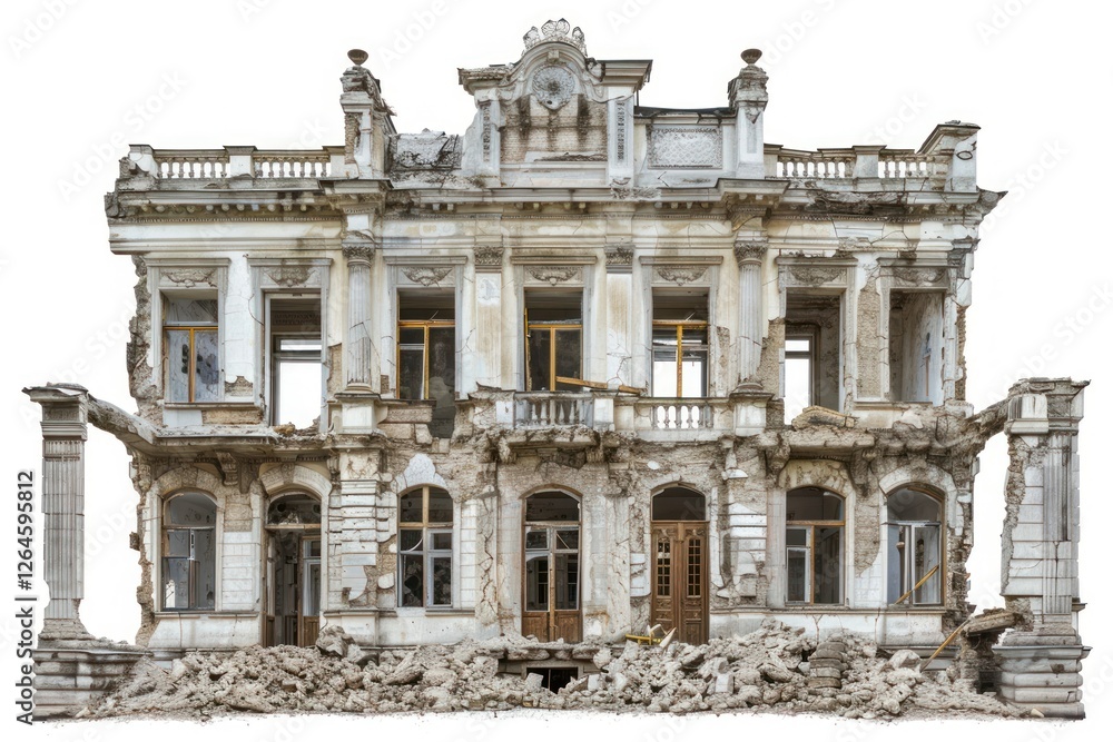 Classic destroyed building architecture housing ruins. Classic destroyed building architecture housing ruins.