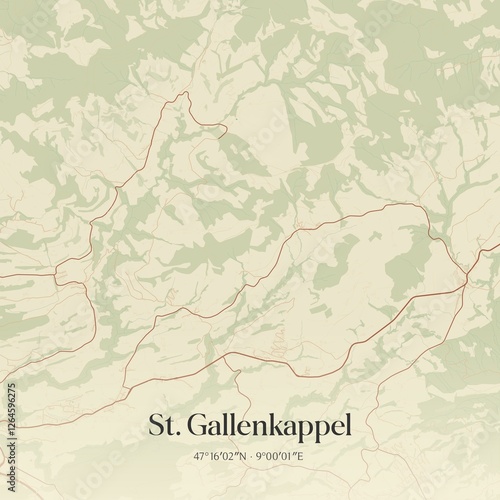 Vintage map of St. Gallenkappel, Switzerland.