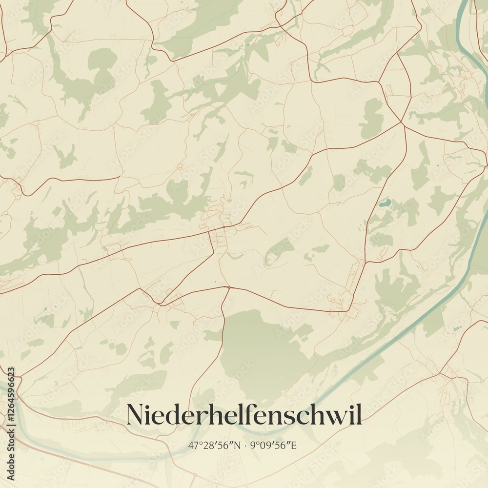 Fototapeta premium Vintage map of Niederhelfenschwil, Switzerland.