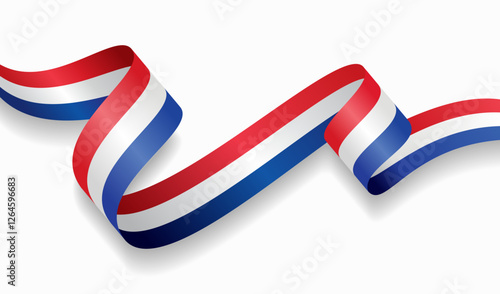 Dutch flag wavy abstract background. Vector illustration.