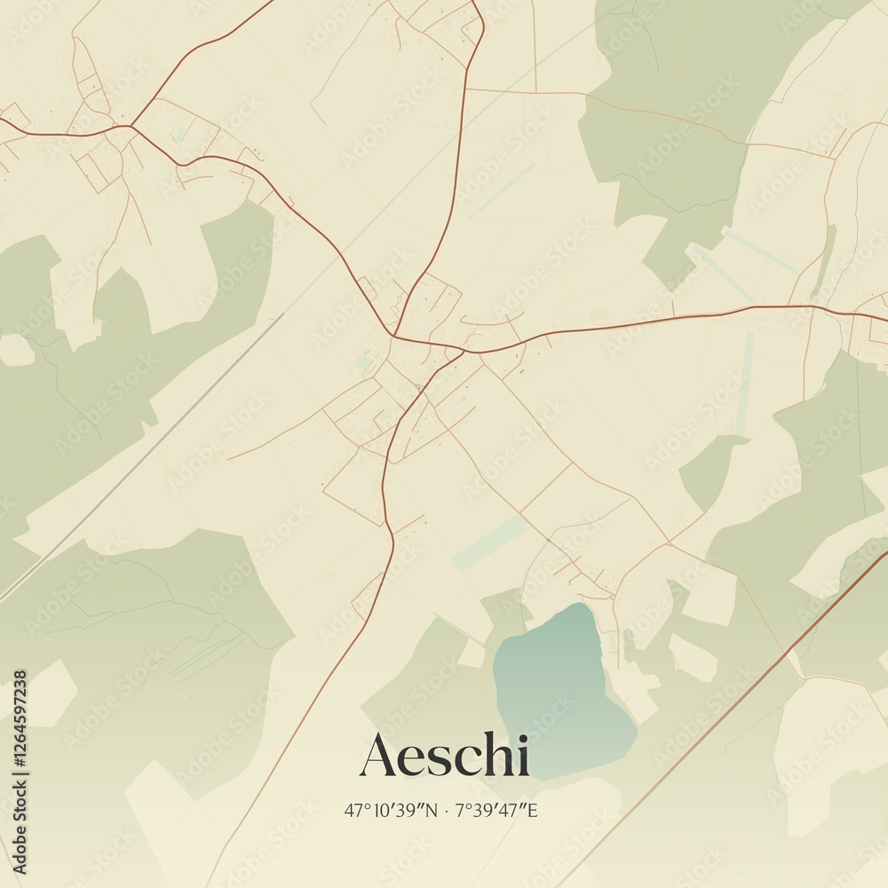 Fototapeta premium Vintage map of Aeschi, Switzerland.