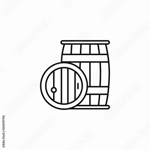 Wooden barrel storage icon vector sign