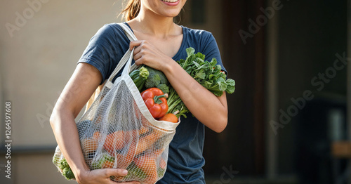 woman shop food meal bag vegetable cooking buying organic 