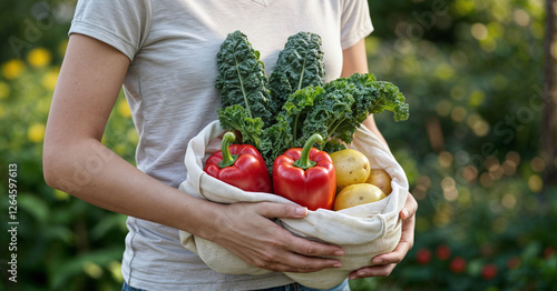 woman shop food meal bag vegetable cooking buying organic 