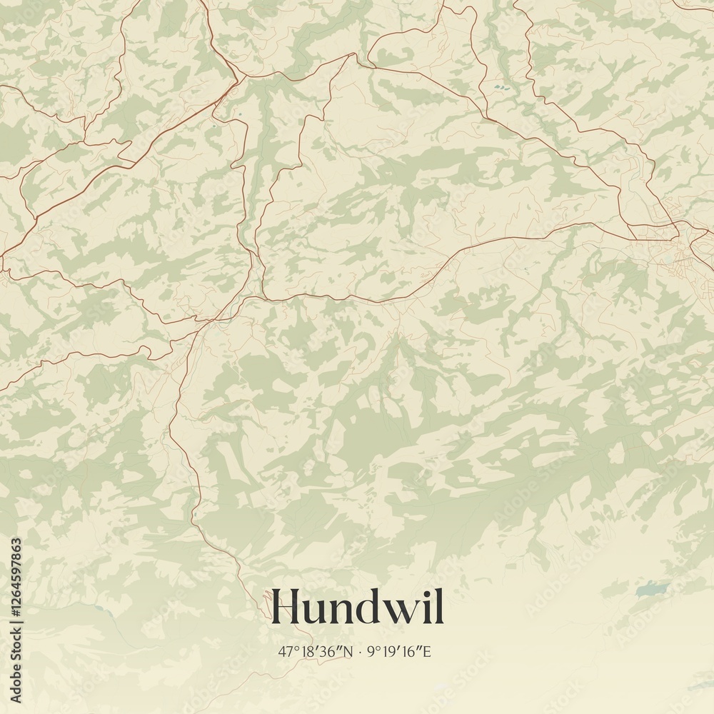 Fototapeta premium Vintage map of Hundwil, Switzerland.