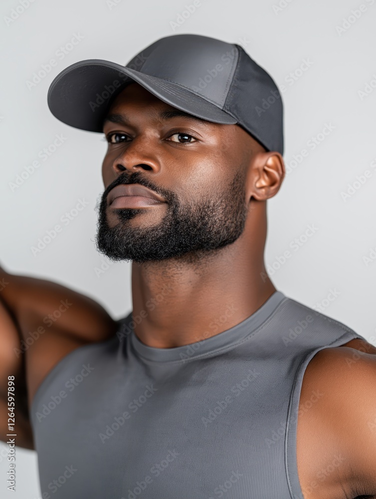 Strong male athlete flexing muscles confidently against a white background showcasing power and determination Strong male athlete flexing muscles confidently against a white background showcasing power and determination