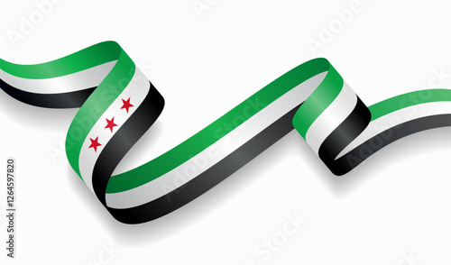 Syrian flag wavy abstract background. Vector illustration.