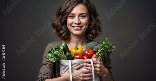 woman shop food meal bag vegetable cooking buying organic 
