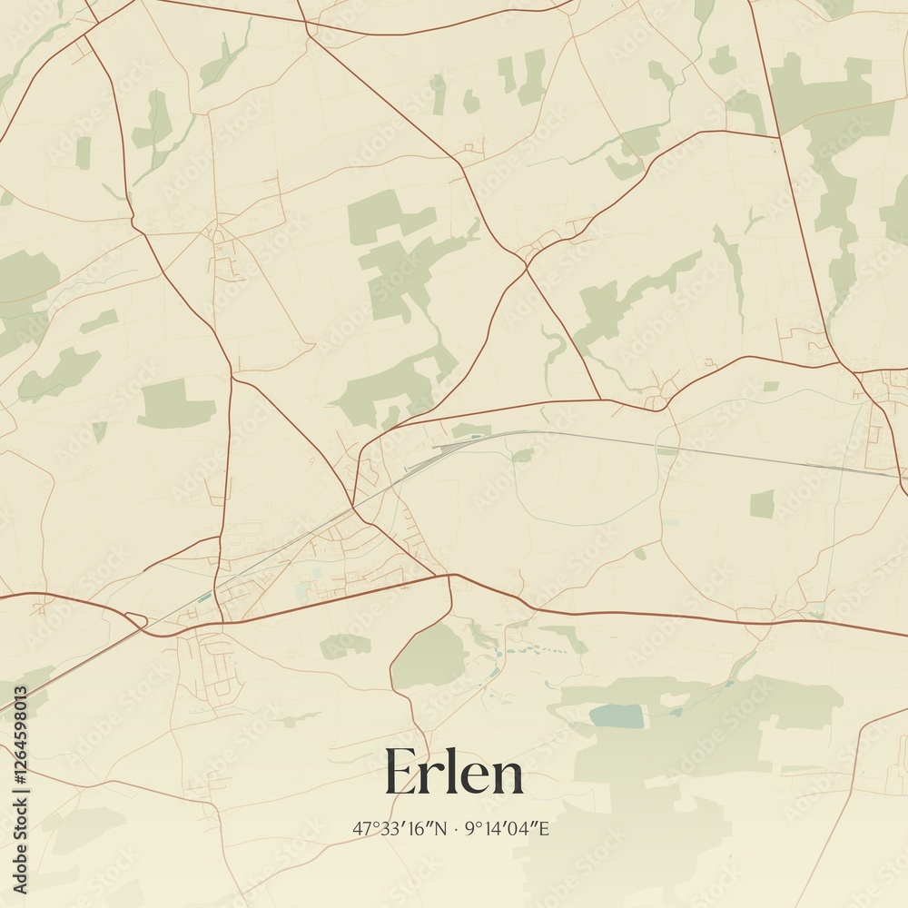 Obraz premium Vintage map of Erlen, Switzerland.