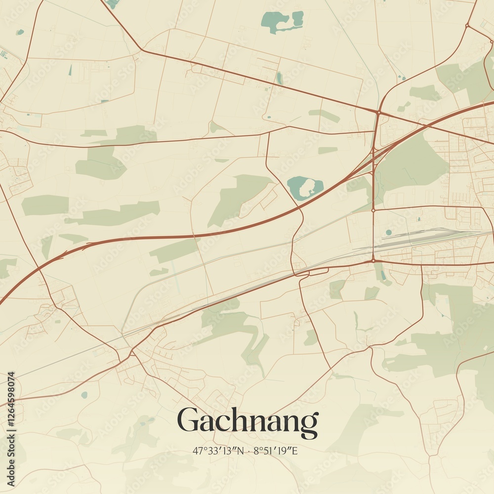 Naklejka premium Vintage map of Gachnang, Switzerland.