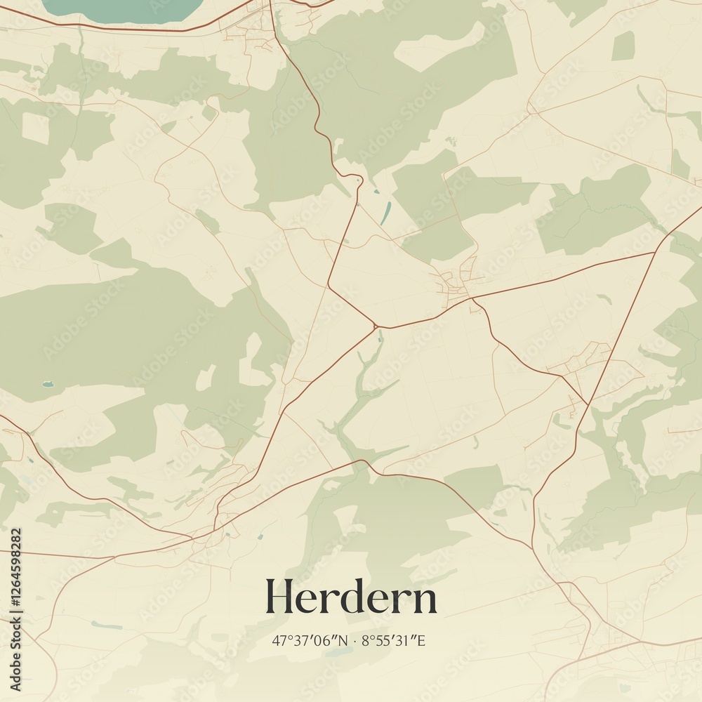 Fototapeta premium Vintage map of Herdern, Switzerland.