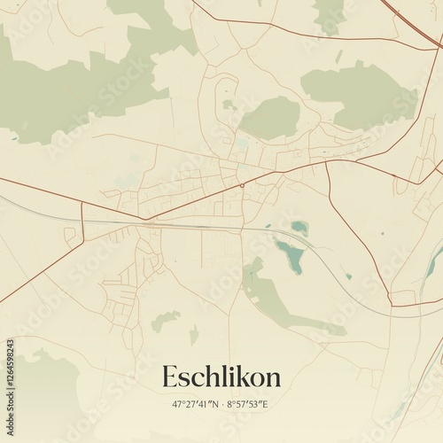 Vintage map of Eschlikon, Switzerland.